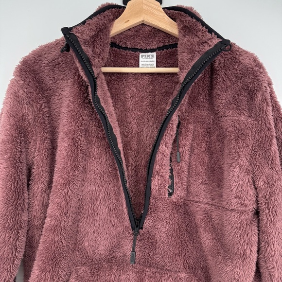 PINK Victoria's Secret Fuzzy Teddy‎ Fleece Half Zip Pullover Oversized XS - Picture 3 of 9